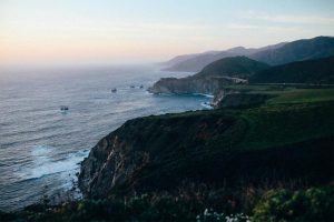A foggy coastline