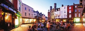 A photo of the square outside the Buttermarket in Canterbury