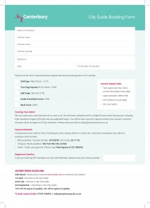 MyCanterbury City Guide Booking Form