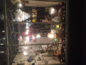 A festively decorated Lighthouse window