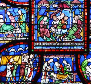A stained glass window in Canterbury Cathedral