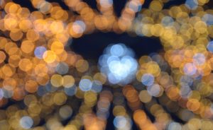 Some out of focus high street christmas lights