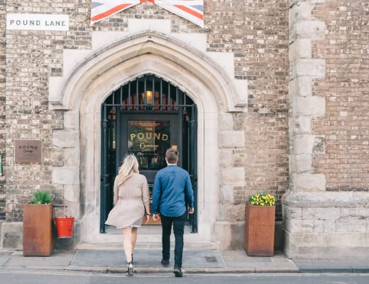 A photo of a man and woman about to enter The Pound in Canterbury
