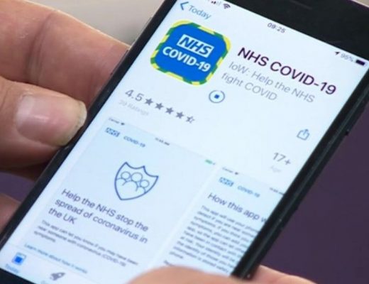 A photo of a smartphone downloading the NHS Covid-19 track and trace app