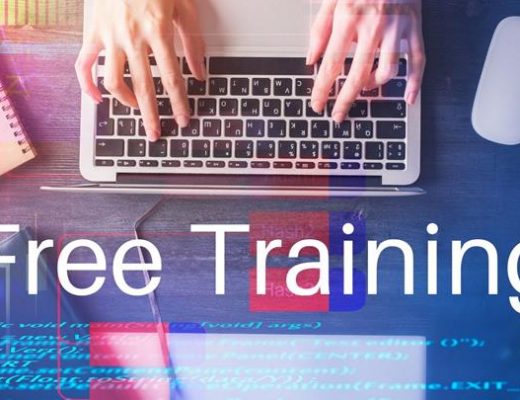 An image of someone typing on a laptop with text over it that reads free training