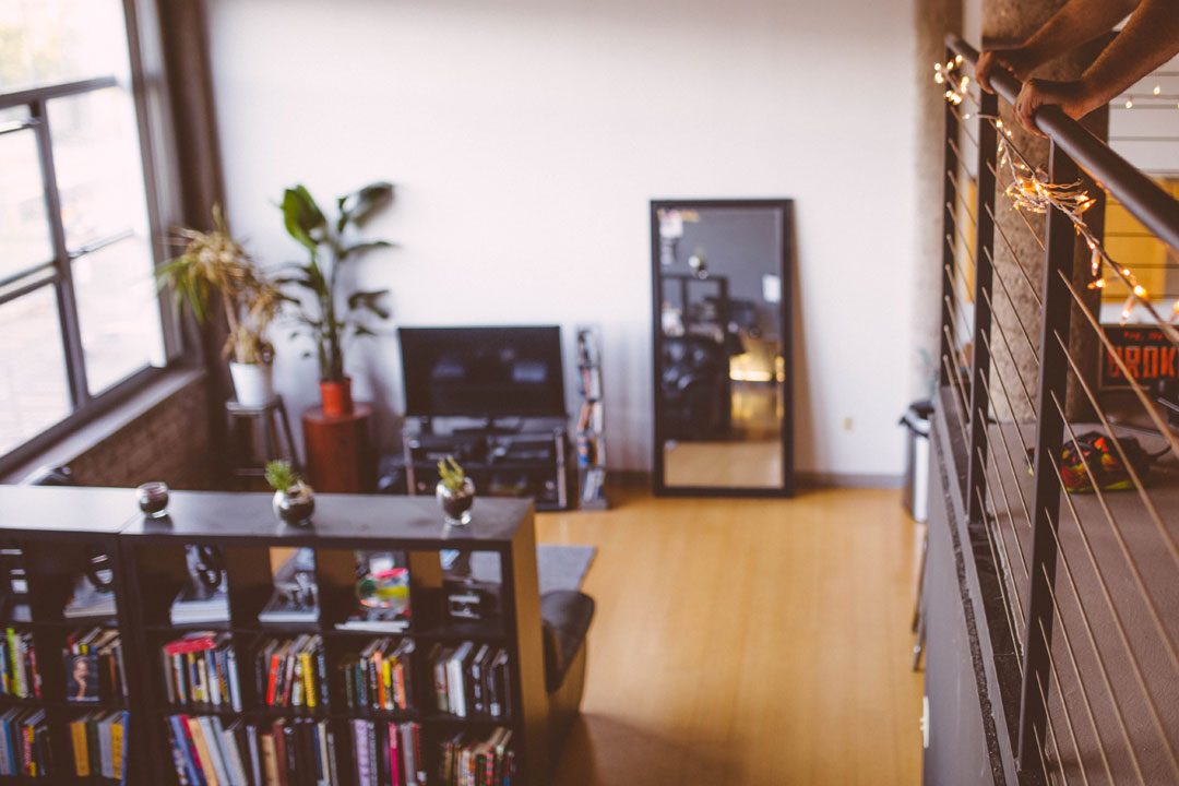 The sleek interior of a youthful studio apartment