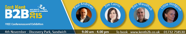East Kent B2B conference banner, listing the conferences speakers