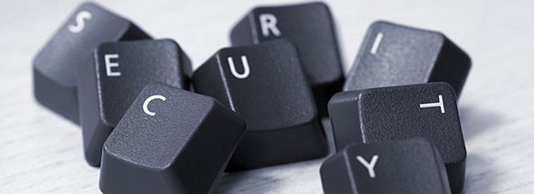 Some computer keyboard keys spelling the word security