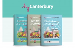 Three various seasonal MyCanterbury city guides for summer, autumn and christmas