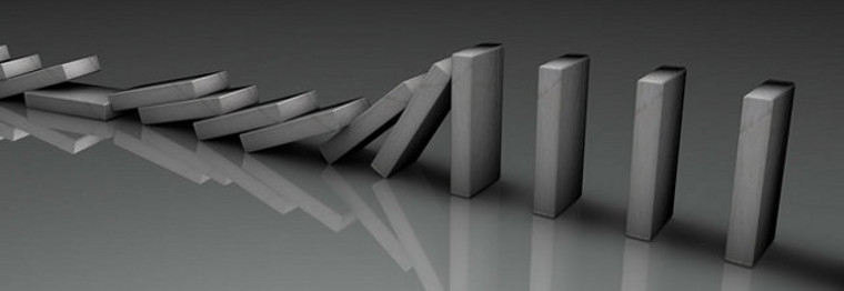 Silver dominoes mid collapse