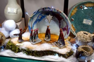 An abstract ceramic nativity scene from Canterbury Pottery