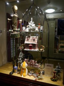 Christmas decorations in the Cathedral Shop window