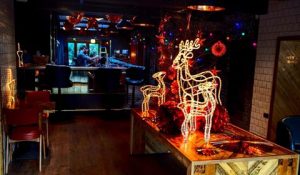Some LED reindeer on a table in Falstaff