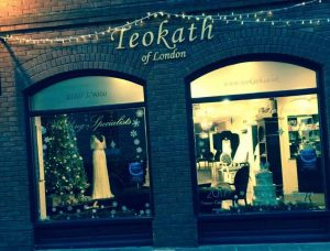 A festively decorated Teokath of London windows