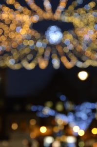 Some out of focus high street christmas lights