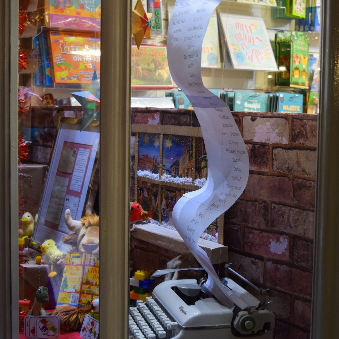Christmas decorations in Whirligig shop window