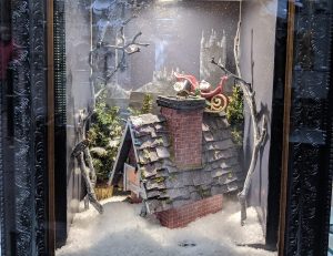 Christmas decorations in a Luke Goldsmith window