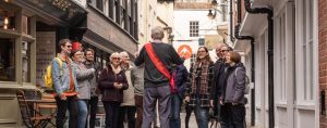 A photo of some people on a guided tour of Canterbury City Centre