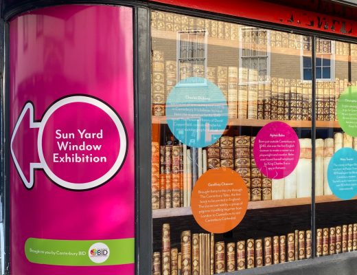 A vinyl window poster for Sun Yard Window Exhibition