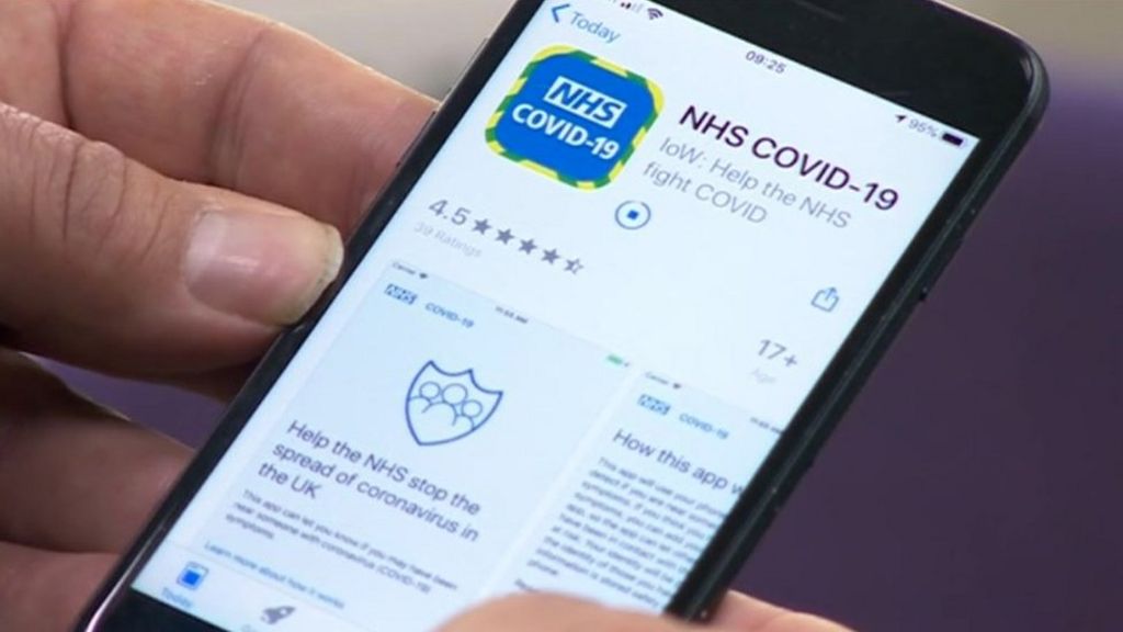A photo of a smartphone downloading the NHS Covid-19 track and trace app