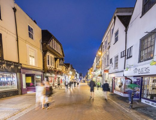 A photo of Canterbury high street in the evening