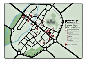 A Canterbury city council security bollards map