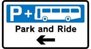 A park and ride directional sign