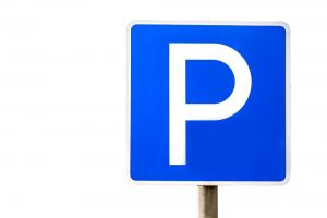 A blue P parking sign