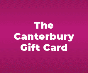 A gif promoting the Canterbury Gift Card - the perfect gift for friends and family - accepted in over 100 shops, salons, cafes, restaurants and venues in Canterbury