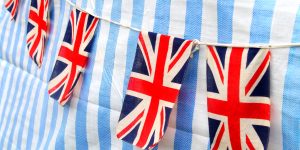 A photo of some Union Jack bunting