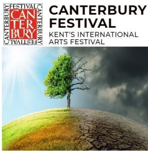'Canterbury Festival - Kent's International Arts Festival' with a photo of a half healthy, half dead tree below