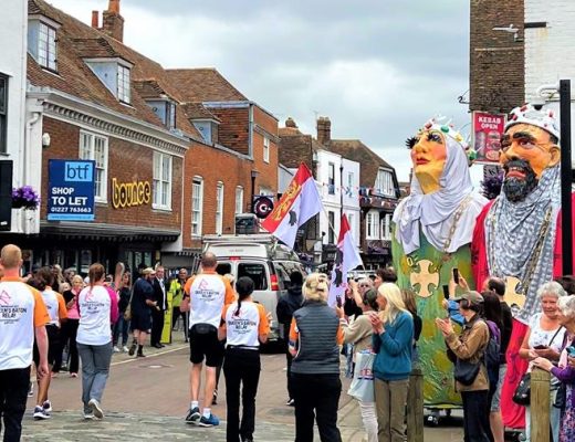 A photo of Canterbury high street during the Queen's baton relay