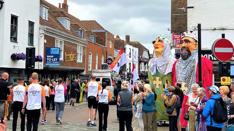 A photo of Canterbury high street during the Queen's baton relay