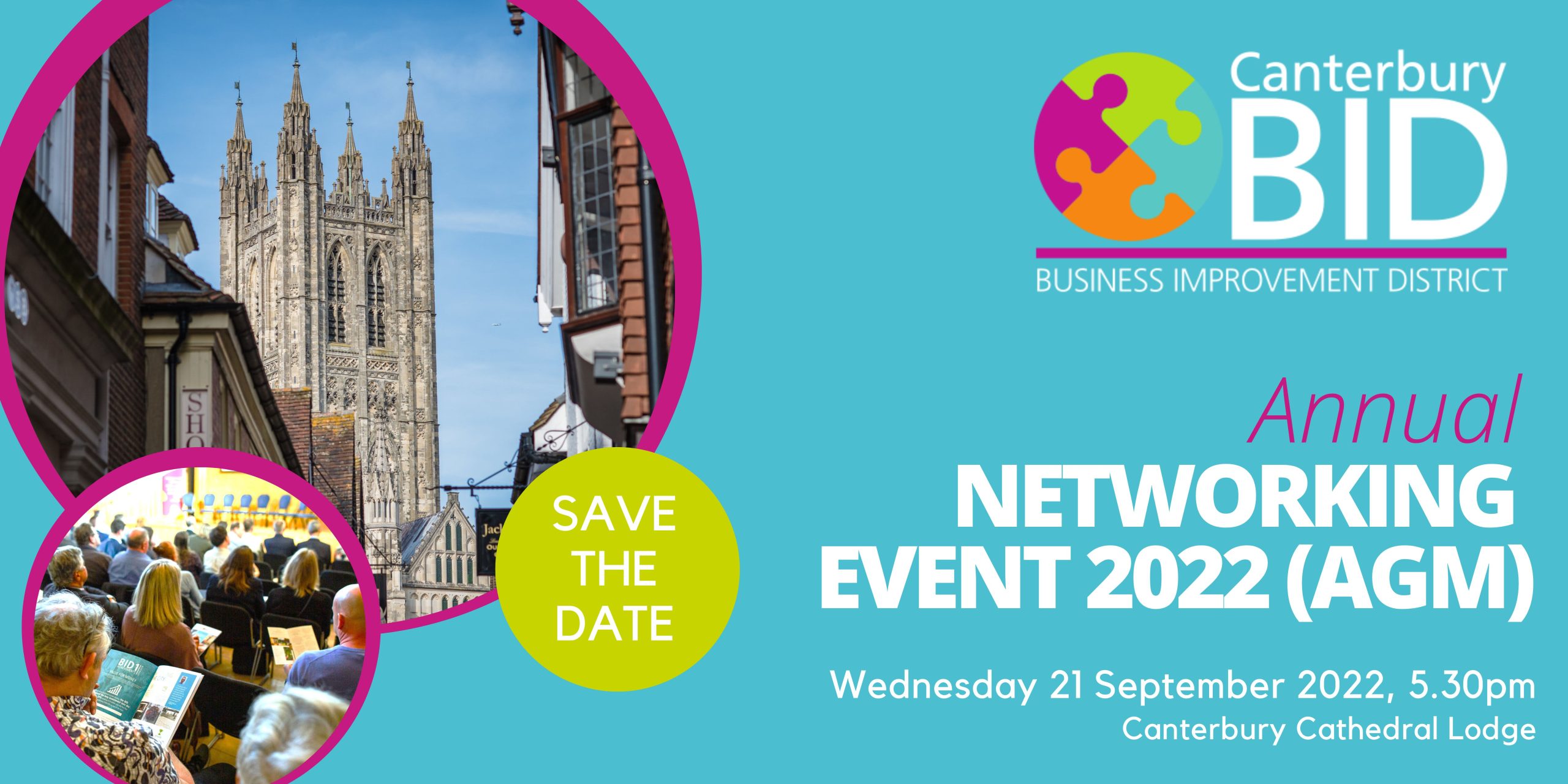 A Canterbury BID poster for an Annuel Networking Event for September of 2022