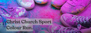 A banner poster promoting the Christ Church Sport Colour Run