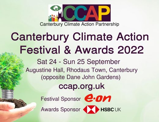 A poster for the Canterbury Climate Action Festival and Awards' for September 2022 at Augustine Hall, Canterbury