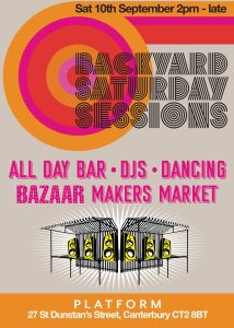 An advertisement for 'Backyard Sunday Sessions' at Platform, Canterbury. Scheduled for Saturday 10th of September